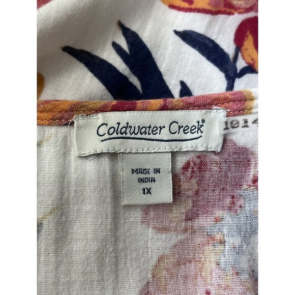 Coldwater Creek 1X Top Multi Floral Beach Womens Slub Knit Lagenlook Long Sleeve - Picture 10 of 10